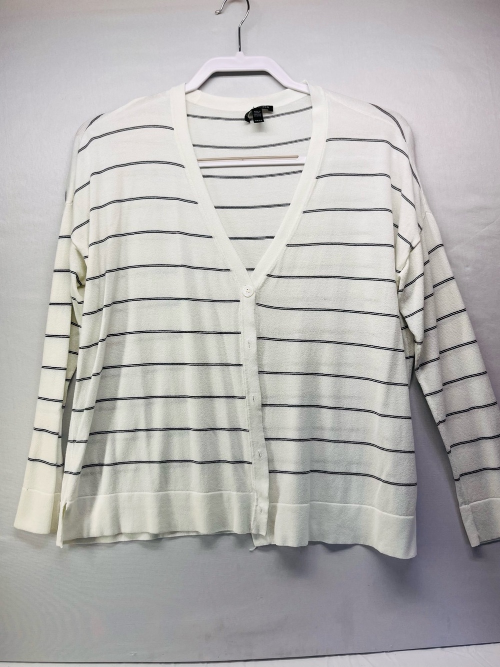 Eileen Fisher Cream Sweater with‎ Thin Black Stripes